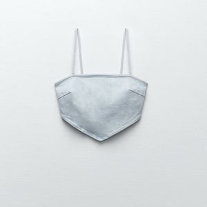 Zara Denim crop top with zipper denim